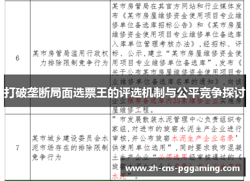 打破垄断局面选票王的评选机制与公平竞争探讨